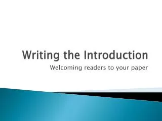 Writing the Introduction