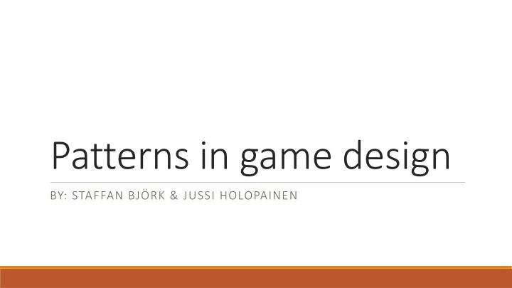 patterns in game design