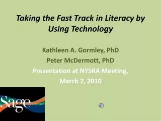 Taking the Fast Track in Literacy by Using Technology