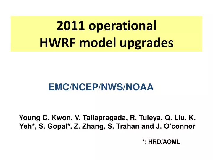 2011 operational hwrf model upgrades