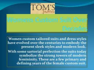 Women Collection of Custom Suits by Toms Fashion