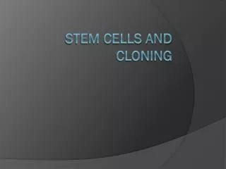 STEM CELLS AND CLONING
