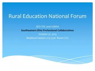 Rural Education National Forum