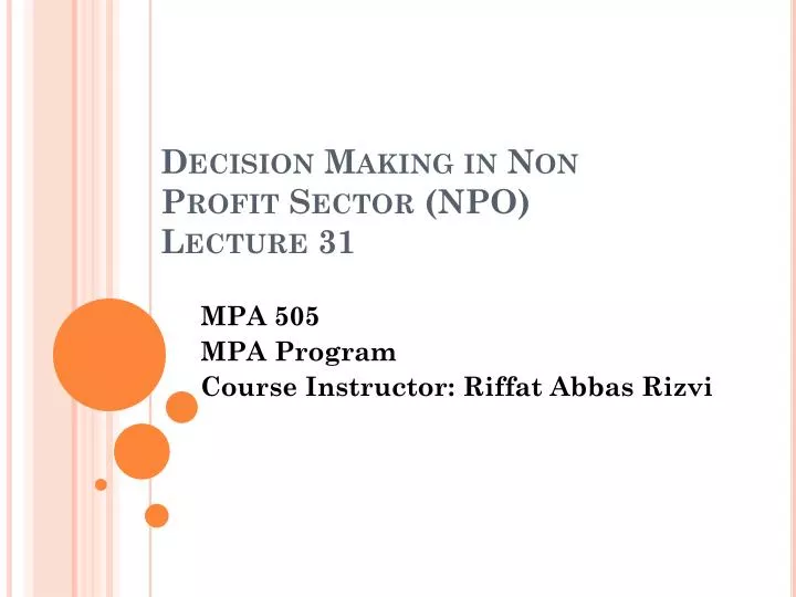 decision making in non profit sector npo lecture 31