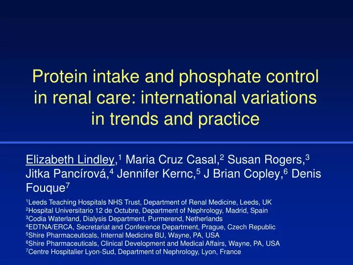 protein intake and phosphate control in renal care international variations in trends and practice