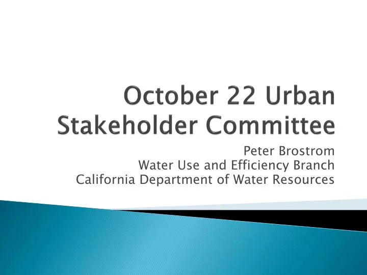 october 22 urban stakeholder committee