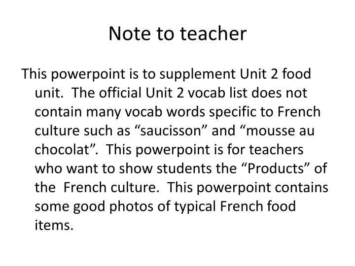 note to teacher