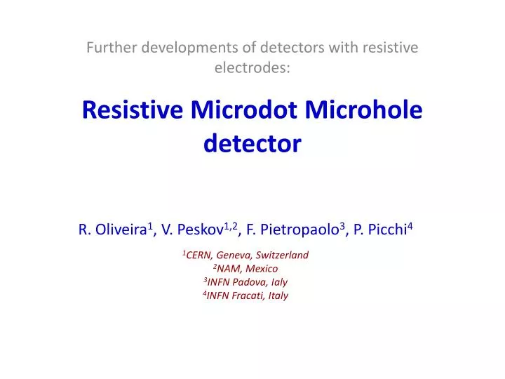 resistive microdot microhole detector
