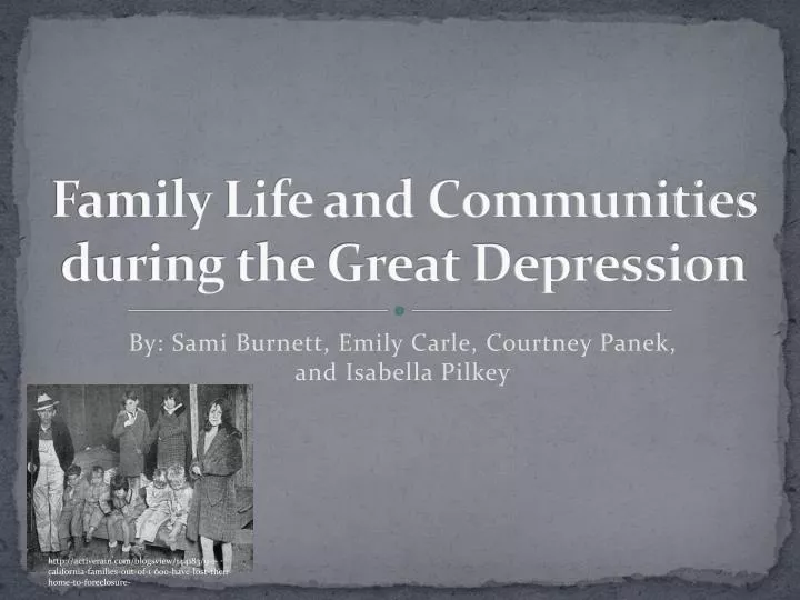 family life and communities during the great depression