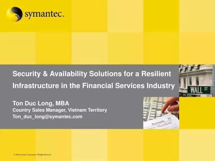 security availability solutions for a resilient infrastructure in the financial services industry