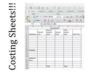 Costing Sheets!!!