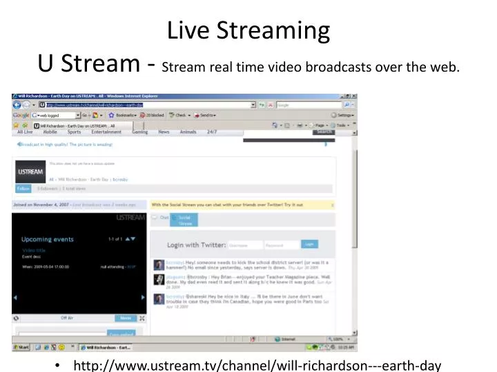 live streaming u stream stream real time video broadcasts over the web
