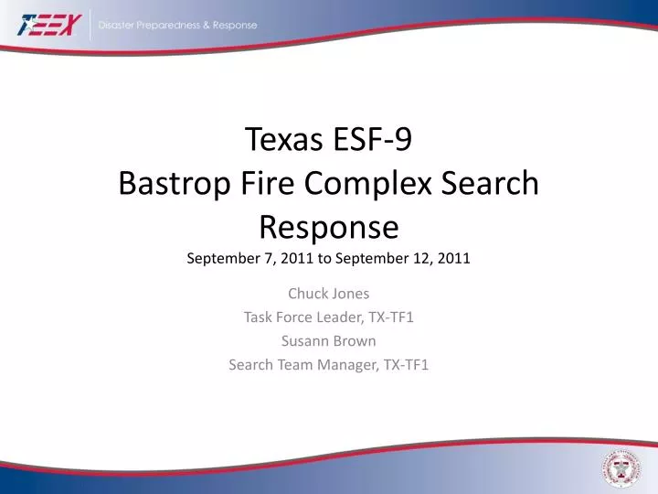 texas esf 9 bastrop fire complex search response september 7 2011 to september 12 2011