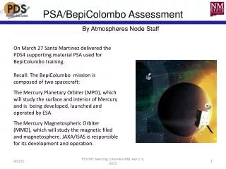 PSA/ BepiColombo Assessment