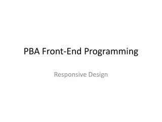 PBA Front-End Programming