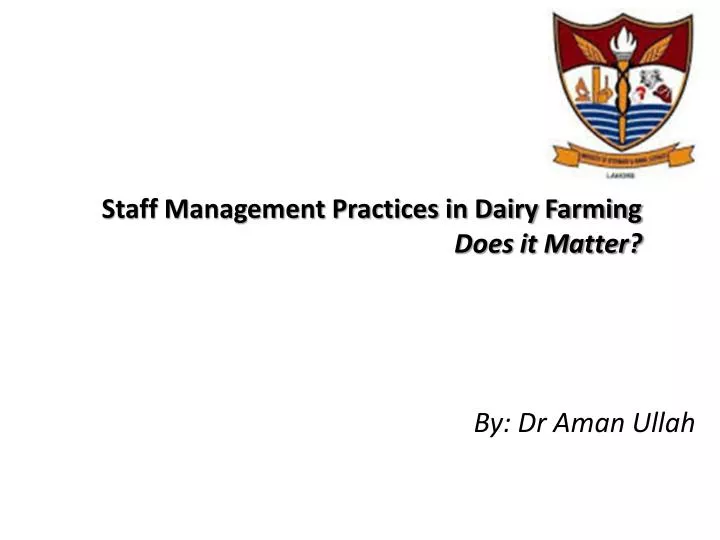 staff management practices in dairy farming does it matter