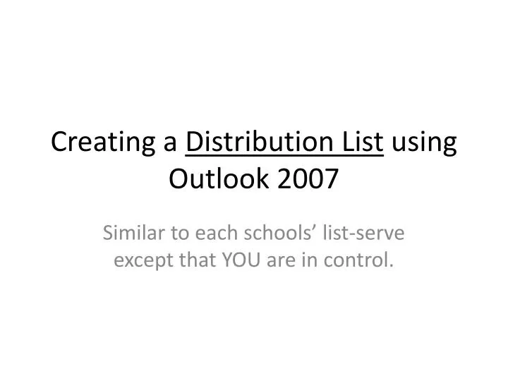 creating a distribution list using outlook 2007