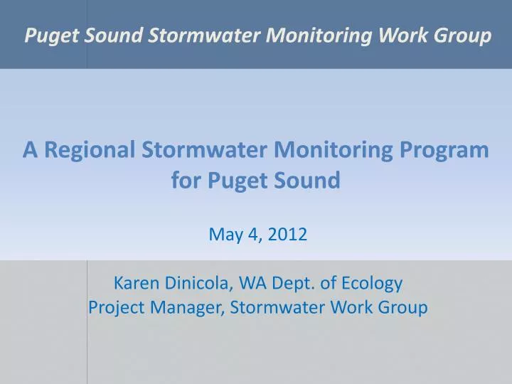 a regional stormwater monitoring program for puget sound