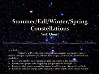 Summer/Fall/Winter/Spring Constellations Web Quest