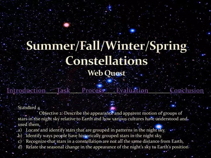 summer fall winter spring constellations web quest