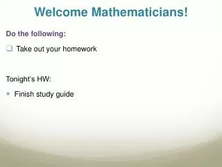 Welcome Mathematicians!