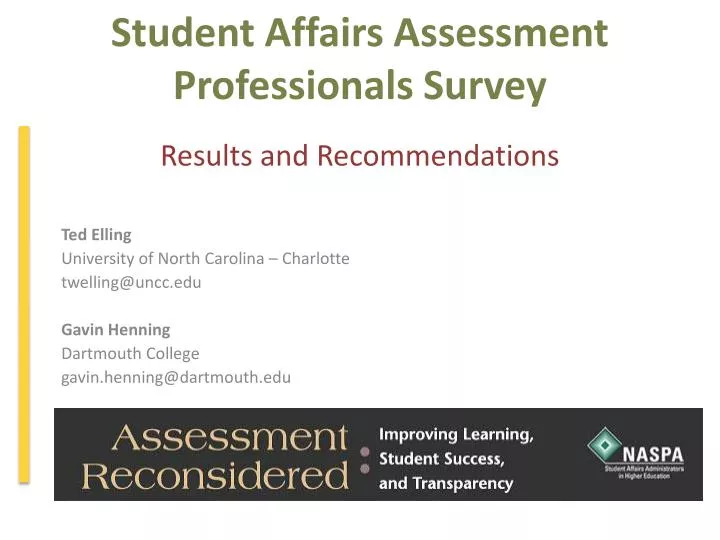 student affairs assessment professionals survey