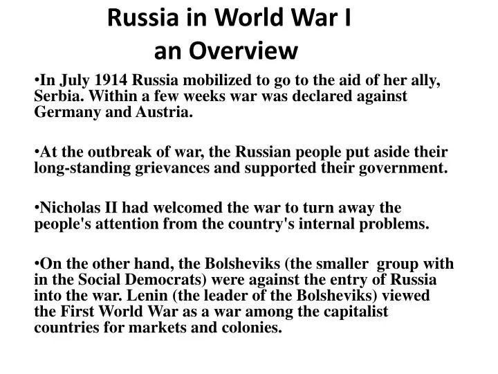 russia in world war i an overview