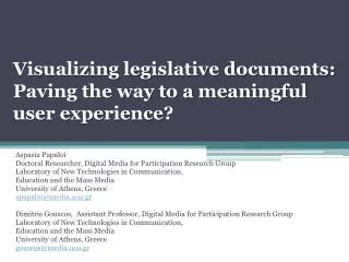 Visualizing legislative documents: Paving the way to a meaningful user experience?