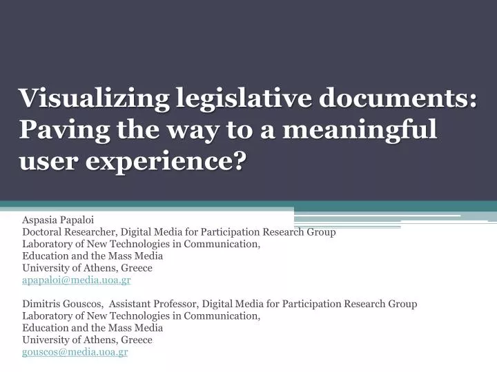 visualizing legislative documents paving the way to a meaningful user experience