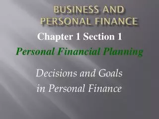 Business and Personal Finance