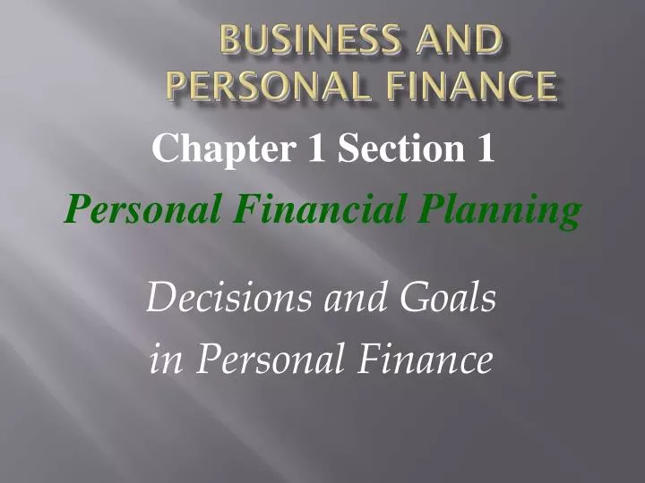 business and personal finance