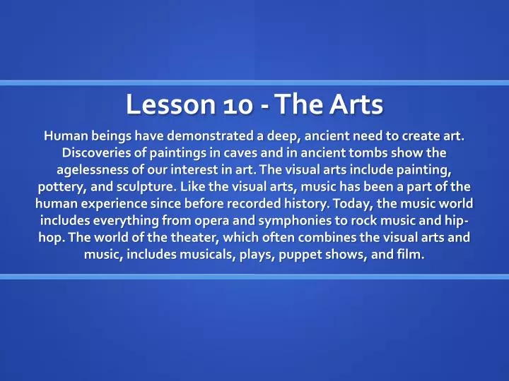 lesson 10 the arts