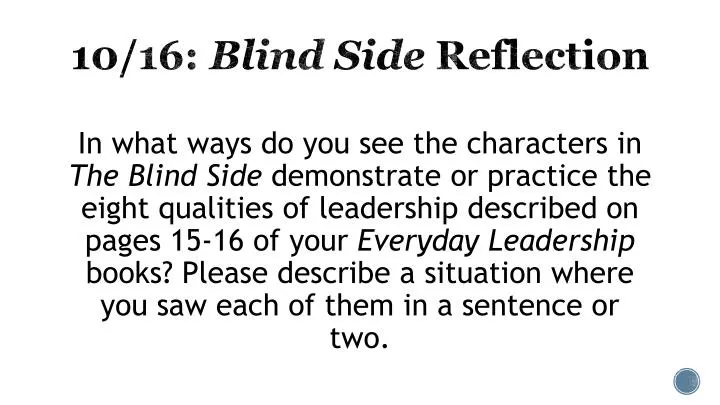 10 16 blind side reflection