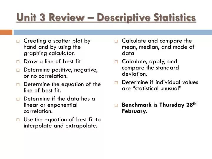 unit 3 review descriptive statistics