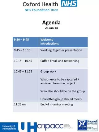 Agenda 28 Jan 14