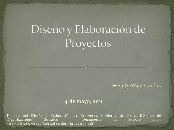 dise o y elaboraci n de proyectos