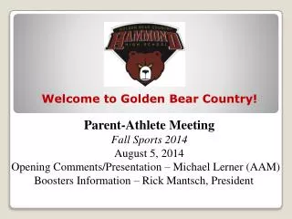 Parent-Athlete Meeting Fall Sports 2014 August 5, 2014
