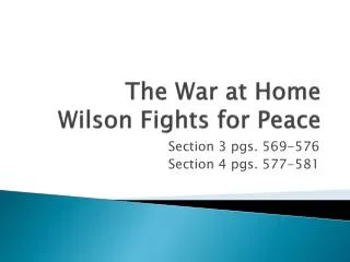 The War at Home Wilson Fights for Peace