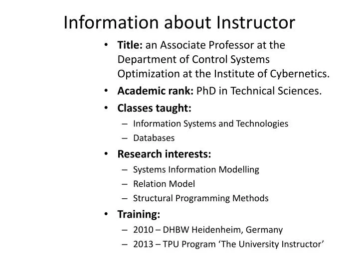 information about instructor