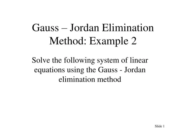 gauss jordan elimination method example 2