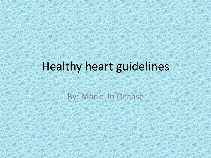 healthy heart guidelines