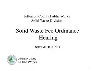 Solid Waste Fee Ordinance Hearing