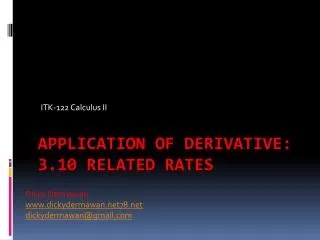 ApplicatioN of Derivative: 3.10 Related Rates