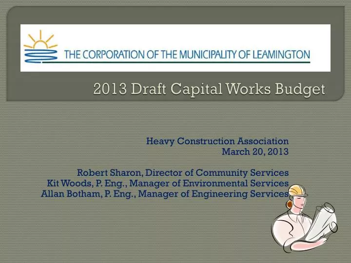 2013 draft capital works budget