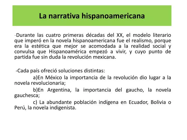 la narrativa hispanoamericana