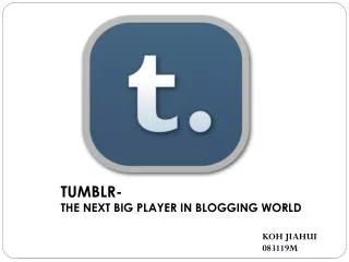 TUMBLR- THE NEXT BIG PLAYER IN BLOGGING WORLD