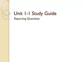 Unit 1-1 Study Guide