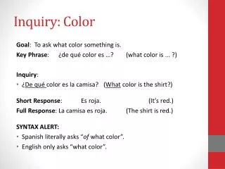 Inquiry: Color