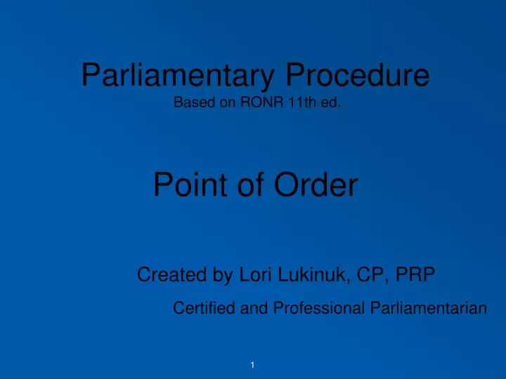 parliamentary procedure based on ronr 11th ed point of order