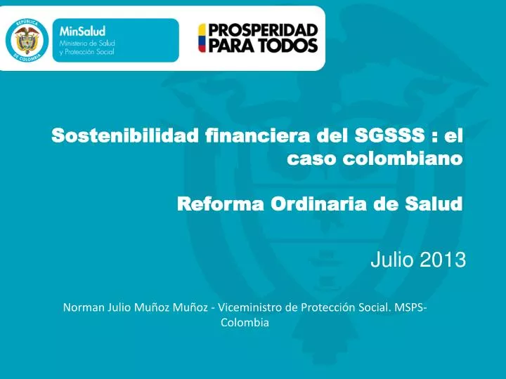 sostenibilidad financiera del sgsss el caso colombiano reforma ordinaria de salud